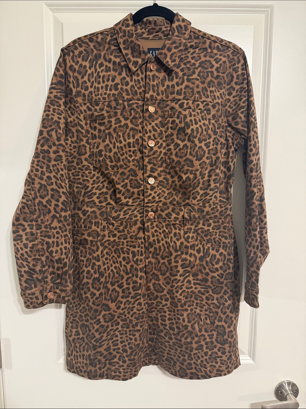 GAP Long Sleeve Leopard Print Dress - Brown and Black